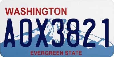 WA license plate AOX3821