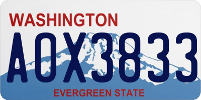 WA license plate AOX3833