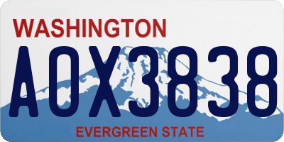WA license plate AOX3838