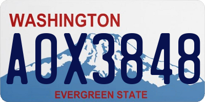 WA license plate AOX3848