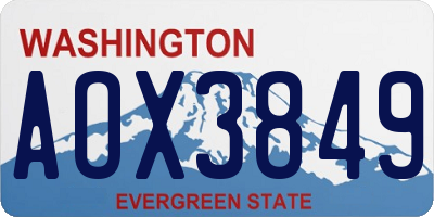 WA license plate AOX3849