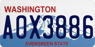 WA license plate AOX3886