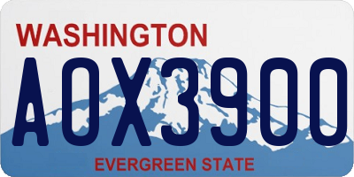 WA license plate AOX3900