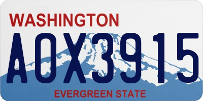 WA license plate AOX3915