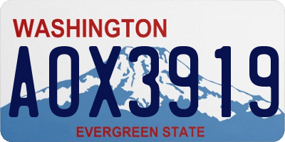 WA license plate AOX3919
