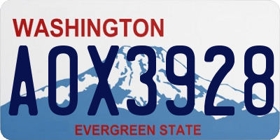 WA license plate AOX3928