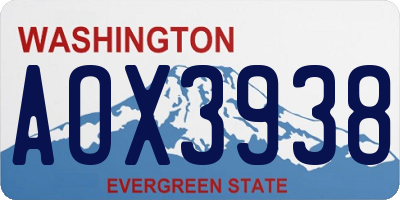 WA license plate AOX3938