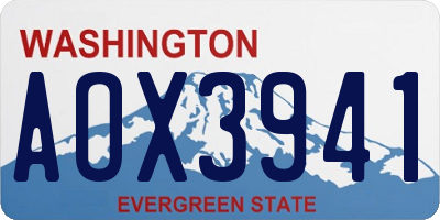 WA license plate AOX3941