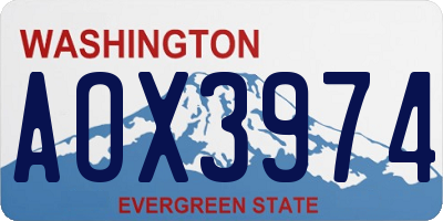 WA license plate AOX3974