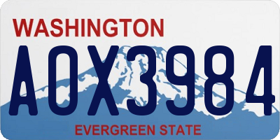 WA license plate AOX3984