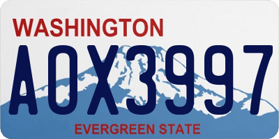 WA license plate AOX3997