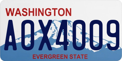 WA license plate AOX4009