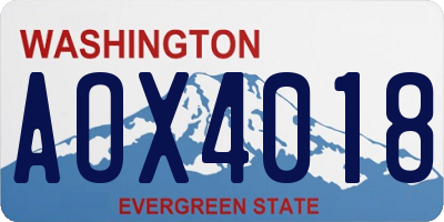 WA license plate AOX4018