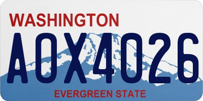 WA license plate AOX4026
