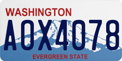WA license plate AOX4078