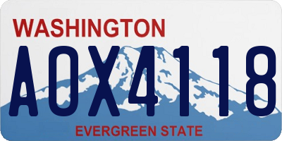 WA license plate AOX4118