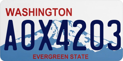 WA license plate AOX4203