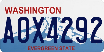 WA license plate AOX4292