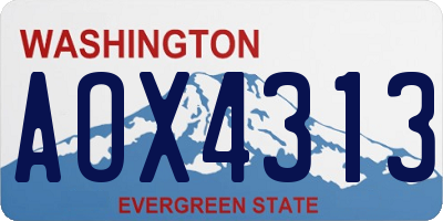 WA license plate AOX4313