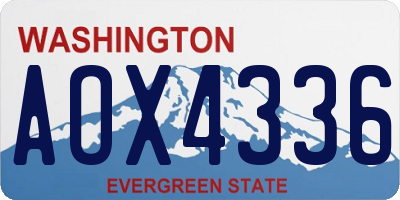 WA license plate AOX4336