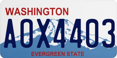 WA license plate AOX4403