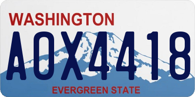 WA license plate AOX4418
