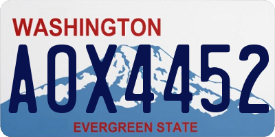 WA license plate AOX4452