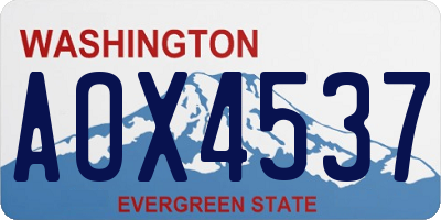 WA license plate AOX4537