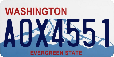 WA license plate AOX4551