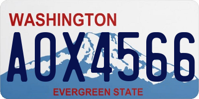 WA license plate AOX4566