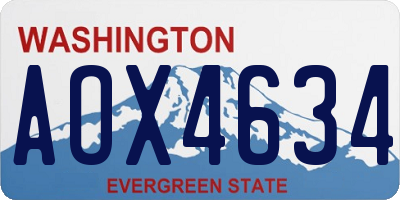 WA license plate AOX4634