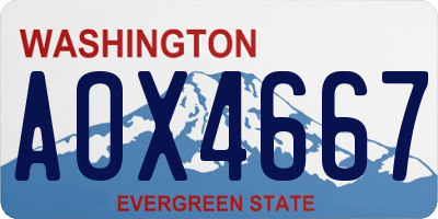 WA license plate AOX4667