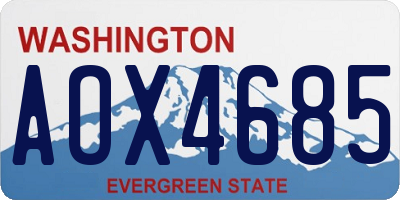 WA license plate AOX4685