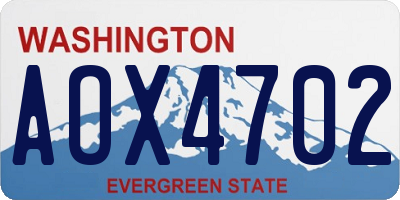 WA license plate AOX4702