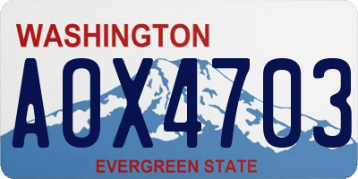 WA license plate AOX4703