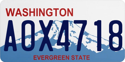 WA license plate AOX4718