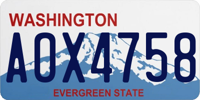 WA license plate AOX4758