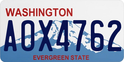 WA license plate AOX4762