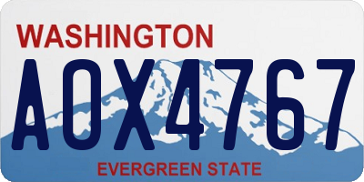 WA license plate AOX4767