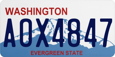 WA license plate AOX4847