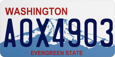 WA license plate AOX4903
