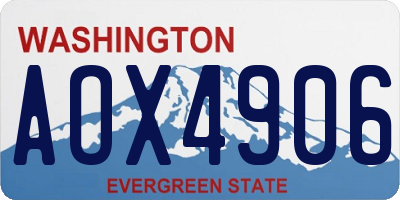 WA license plate AOX4906