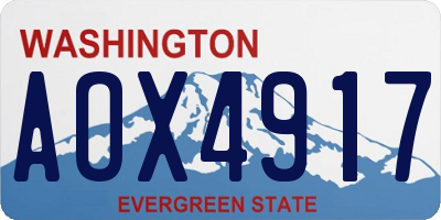 WA license plate AOX4917