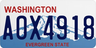 WA license plate AOX4918