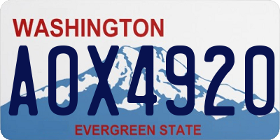 WA license plate AOX4920