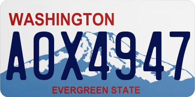 WA license plate AOX4947