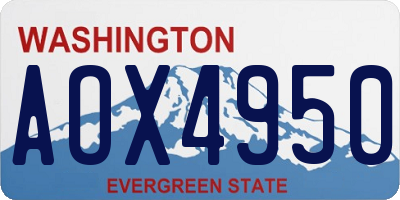 WA license plate AOX4950