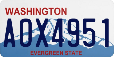 WA license plate AOX4951