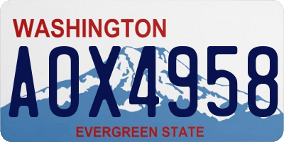 WA license plate AOX4958