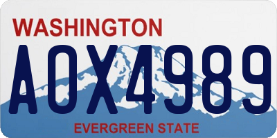 WA license plate AOX4989